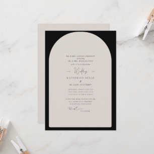 Invitación Simple negro y tan geométrico Boda contemporáneo