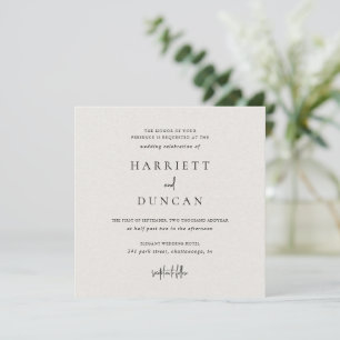 Invitación Simple Neutral Beige Elegante Boda