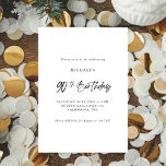 Invitación Simple Noventa | Script 90th Birthday Party<br><div class="desc">Celebrar un hito con nuestra "Simple Noventa" | Script 90th Birthday Party Invitation"! Esta elegante invitación es perfecta para honrar el cumpleaños 90 de una persona especial. Con elementos de diseño minimalista y caligrafía caprichosa, marca la pauta para una celebración memorable. El esquema de color blanco y negro añade un...</div>