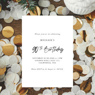 Invitación Simple Noventa Script 90th Birthday Party