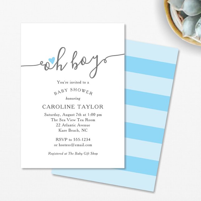 Invitación Simple Oh Boy Baby Shower (Subido por el creador)