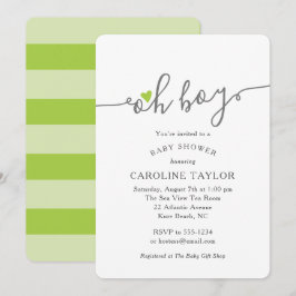 Invitación Simple Oh Boy Lime Green Baby Shower