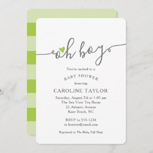 Invitación Simple Oh Boy Lime Green Baby Shower