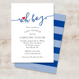 Invitación Simple Oh Boy Red Blue Julio 4 Baby Shower