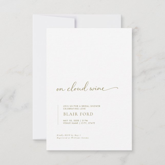 Invitación Simple On Cloud Wine Bridal Shower Invitation (Anverso)