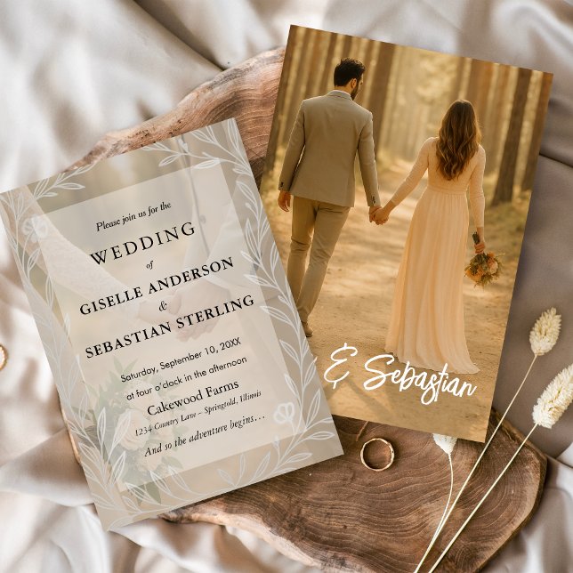Invitación Simple overlay Boda Neutral Botánica Elegante (Subido por el creador)
