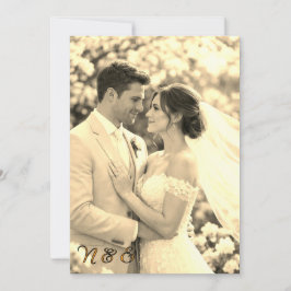 Invitación Simple Overlay de Foto en Negro y Crema para Boda