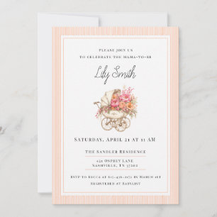 Invitación Simple para Baby Shower de Durazno 