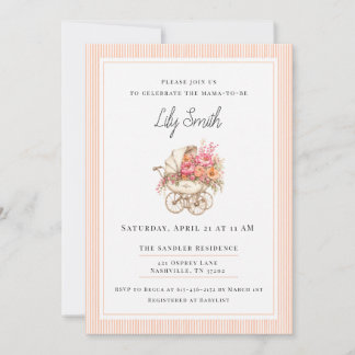 Invitación Simple para Baby Shower de Durazno 