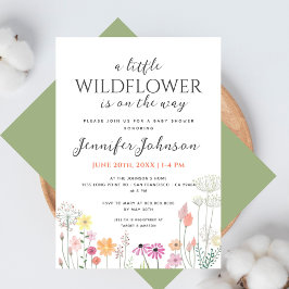 Invitación Simple para Baby Shower de Pequeña Flor