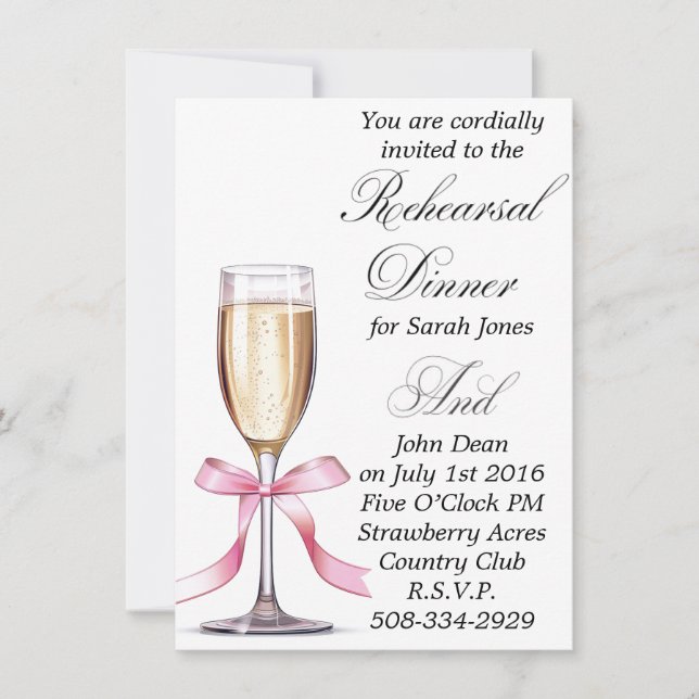 invitación simple para cena de ensayo (Anverso)