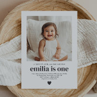 Invitación simple para cumpleaños de niña de 1 año