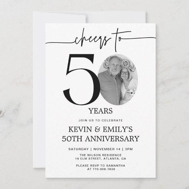 Invitación Simple para el 50 Aniversario con Foto (Anverso)