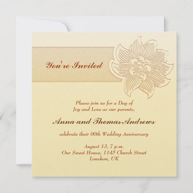 invitación simple para el aniversario del boda (Anverso)