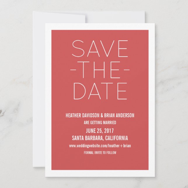 Invitación Simple para Guardar la Fecha, Rojo (Anverso)