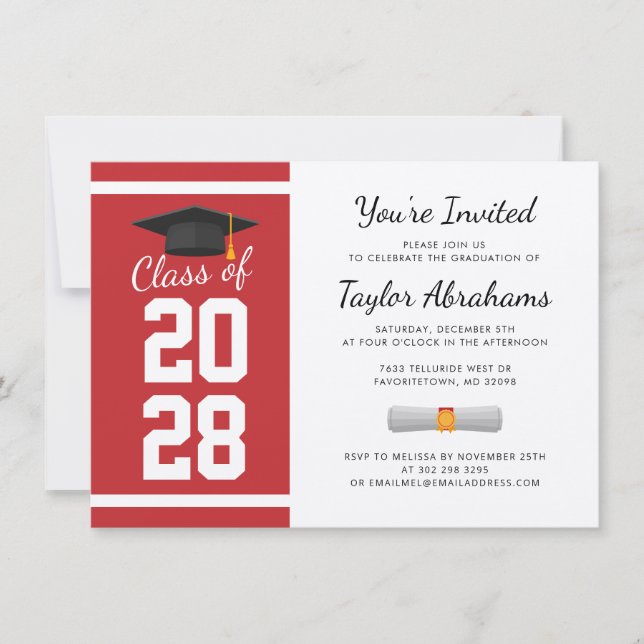 Invitación Simple Partido de Graduación 2025 Rojo (Anverso)