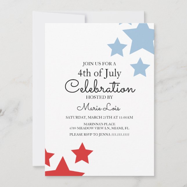 Invitación Simple Patriótico 4 de Julio Stars Stripes Event (Anverso)