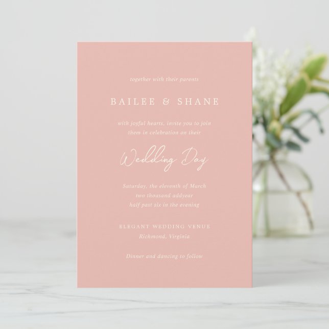 Invitación Simple Peach Modern Boda (Anverso de pie)