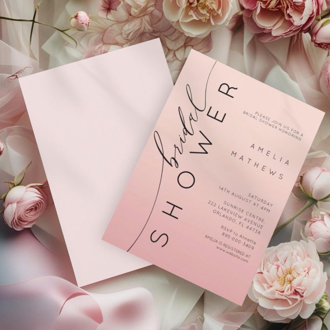 Invitación Simple Peachy Pink Ombre Bridal Shower  (Subido por el creador)