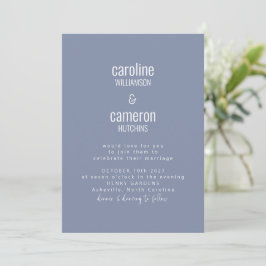 Invitación Simple Periwinkle Moderno Typography Boda
