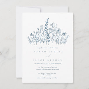 Invitación Simple Periwinkle Wildflower Garden Wedding