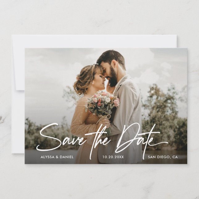 Invitación Simple Personalizado moderno foto boda ahorrar la  (Anverso)