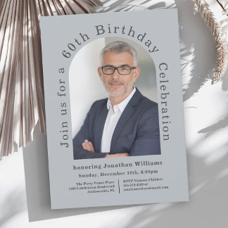 Invitación Simple Photo Arch 60th Birthday Party