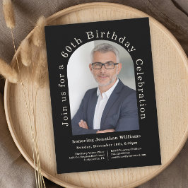 Invitación Simple Photo Arch Black 60th Birthday Party