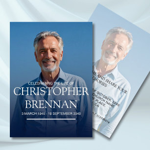 Invitación Simple Photo Funeral Memorial Celebración de la Vi