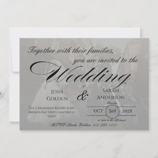 Invitación Simple Photo Wedding Invitation White & Black