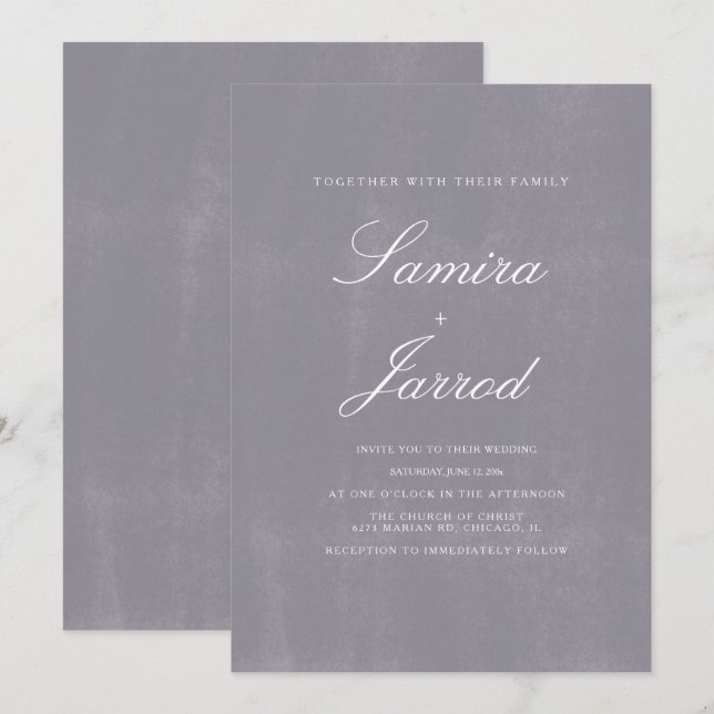 Invitación Simple Piedra Gris Concreto Patrón Rústico Boda (Anverso / Reverso)