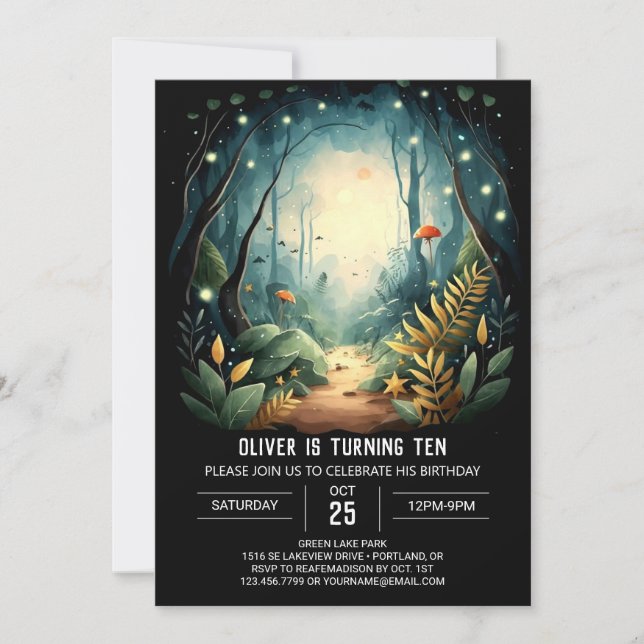 Invitación Simple Pine Adventure Woodland Birday (Anverso)