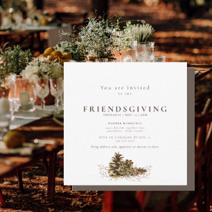 Invitación Simple Pine Cone Friendsgiving ii