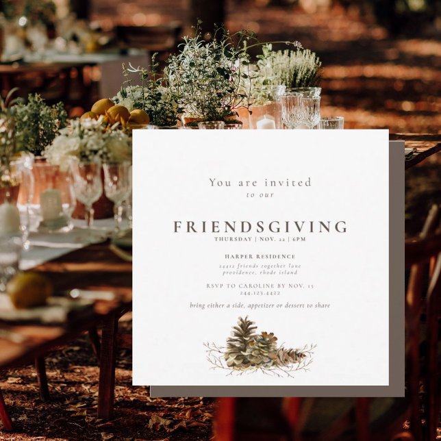 Invitación Simple Pine Cone Friendsgiving ii Invitation (Subido por el creador)