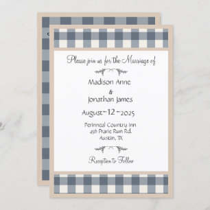 Invitación Simple Plaid Gingham Country Wedding