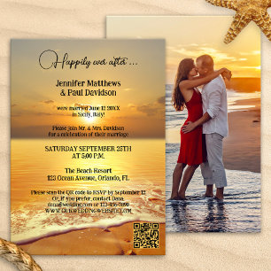 Invitación Simple playa Sunset Wedding Foto de la recepción