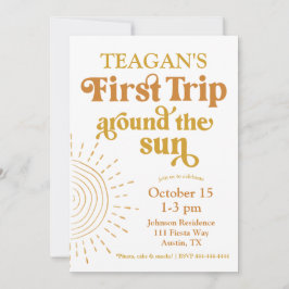 Invitación Simple Primer Viaje Alrededor Del Primer Cumpleaño