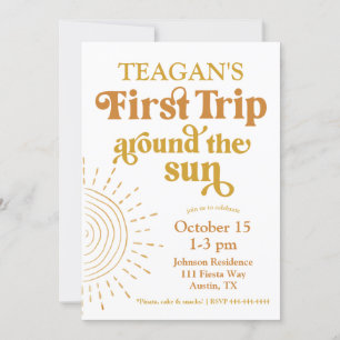 Invitación Simple Primer Viaje Alrededor Del Primer Cumpleaño