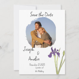 Invitación Simple Purple and Gold Photo Wedding Guardar la fe