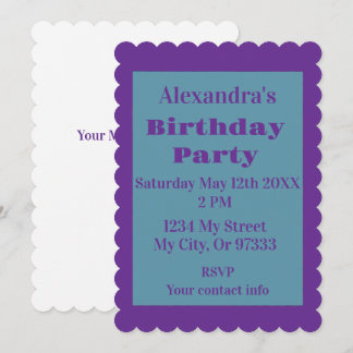 Invitación Simple Purple and Green Birthday