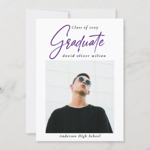 Invitación Simple Purple Modern Minimal 2 Graduación de fotos