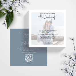 Invitación Simple QR Code Photo Elegant RSVP Gray en línea