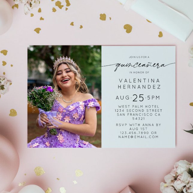 Invitación Simple Quinceanera 15th Birthday Party Photo (Subido por el creador)