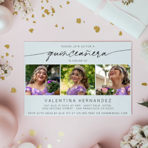 Invitación Simple Quinceanera Partido de Cumpleaños 3 Collage