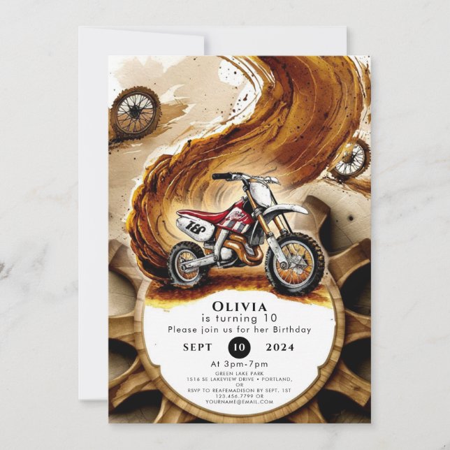 Invitación Simple Race Wheels Motorcycle Birday (Anverso)