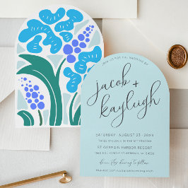 Invitación Simple Retro Floral cielo azul Boda de arco modern