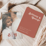 Invitación Simple Retro | Old Rose Casual Photo Monogram<br><div class="desc">This simple retro | old rose casual photo monogram invitation is perfect for your classic funky vintage earth tones wedding. The design features a minimalist hippie rustic boho font. The neutral southwest desert color palette and earthy bohemian mid-century lettering combine for a perfect, minimal modern western destination design. Feel free...</div>
