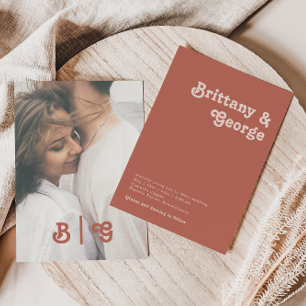 Invitación Simple Retro   Old Rose Casual Photo Monogram