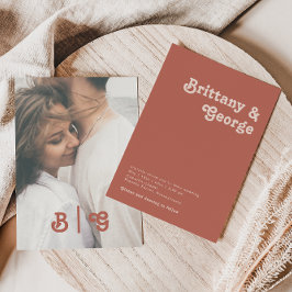 Invitación Simple Retro | Old Rose Casual Photo Monogram