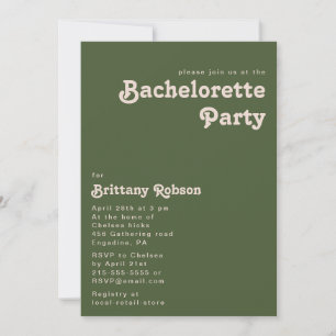 Invitación Simple Retro Vibes Olive Green BachelorParty